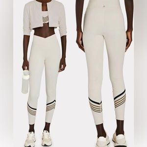 Nwt WEWOREWHAT Women's Splice Mid-Rise Tight Leggings Bandana Stripes Large